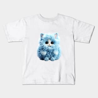 Fluffy  Blue Toy Cat Kids T-Shirt